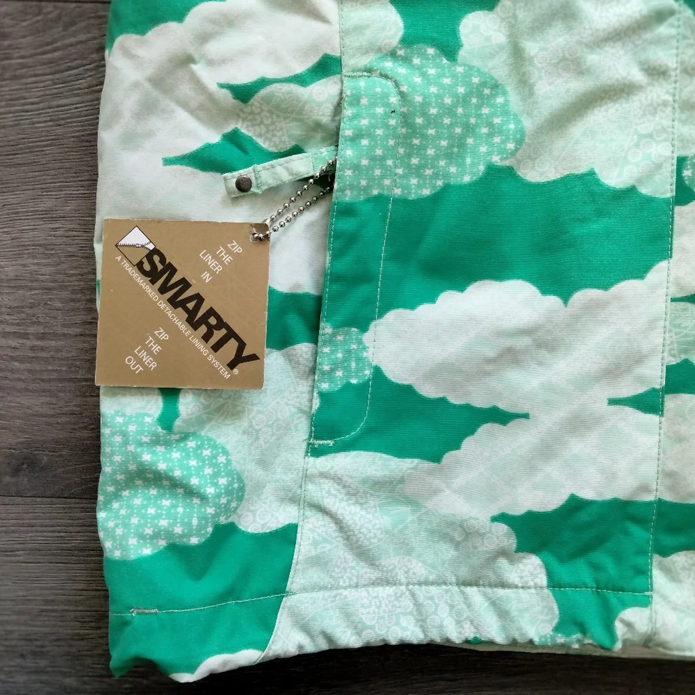 Smarty Yumiko Girl's Snow Snowboard Jacket Green & White Size L NWT